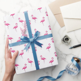 Pink Flamingo Gemustert Chic Trendy Cool White Geschenkpapier