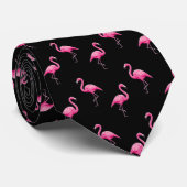 Pink Flamingo Gemustert Trendy Tropical Modern Krawatte (Gerollt)