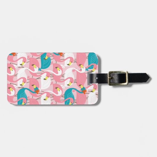 Pink Flamingo Gepäckanhänger (Vorderseite horizontal)