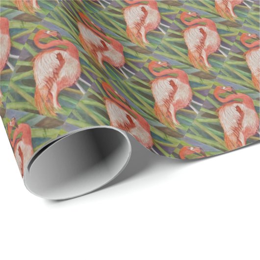 PINK FLAMINGO GESCHENKPAPIER (Rolleneckpunkt)