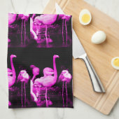 Pink-Flamingo Geschirrtuch (Viertel Falte)
