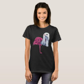 Pink Flamingo Ghost Niedlich Halloween Kostüm Frau T-Shirt (Vorne ganz)
