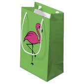 Pink Flamingo Gift Bag Kleine Geschenktüte (Rückseite Schrägansicht)