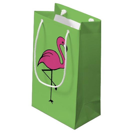 Pink Flamingo Gift Bag Kleine Geschenktüte (Rückseite Schrägansicht)