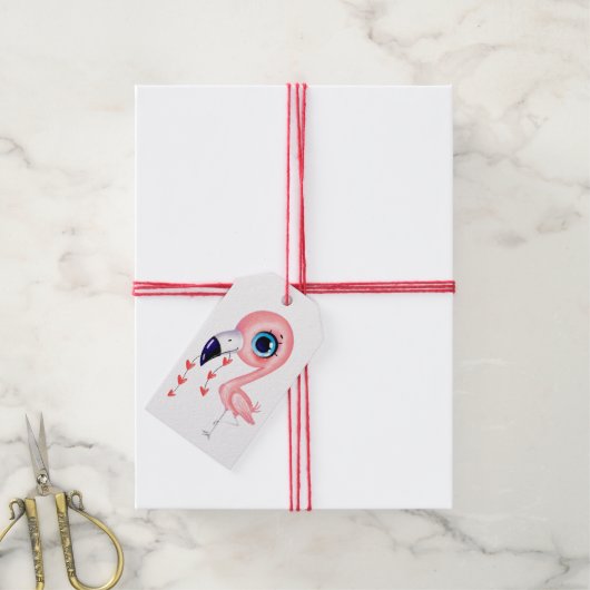 Pink Flamingo Gift Tag Geschenkanhänger (Mit Garn)