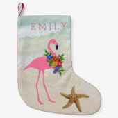 Pink Flamingo Girls Beach Kleiner Weihnachtsstrumpf (Vorderseite)