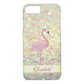 Pink Flamingo Glitzer Bokeh - Personalisiert Case-Mate iPhone Hülle (Rückseite)