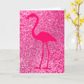 Pink Flamingo Glitzer Happy Birthday Karte (Gelbe Blume)