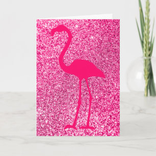 Pink Flamingo Glitzer Happy Birthday Karte