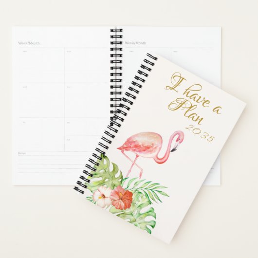 Pink Flamingo Gold Script Aquarellbilder Planer (Anzeige)