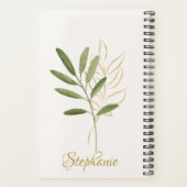 Pink Flamingo Gold Script Aquarellbilder Planer (Rückseite)