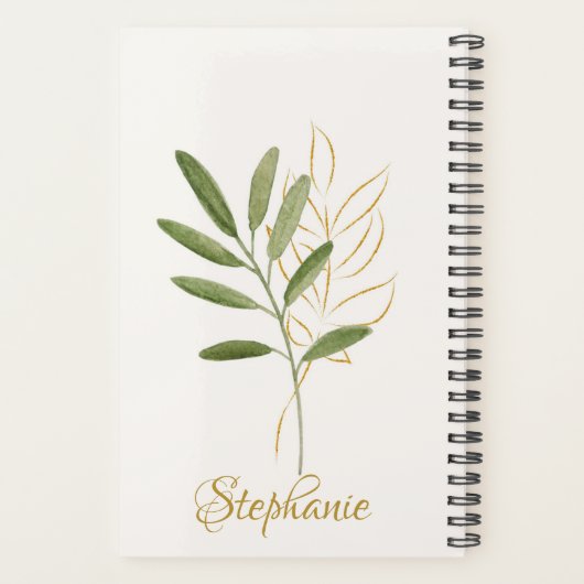 Pink Flamingo Gold Script Aquarellbilder Planer (Rückseite)