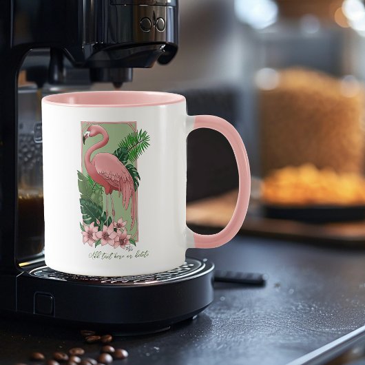Pink Flamingo Green Blätter Lilly Tasse