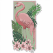 Pink fLamingo Green Blätter Lily Aufkleber (Vorderseite)