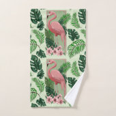 Pink Flamingo Green Blätter Lily Badhandtuch Set (Handtuch)