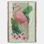 Pink Flamingo Green Blätter Lily Decke (Vorderseite Vertikal)