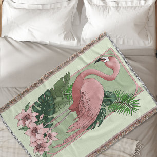Pink Flamingo Green Blätter Lily Decke
