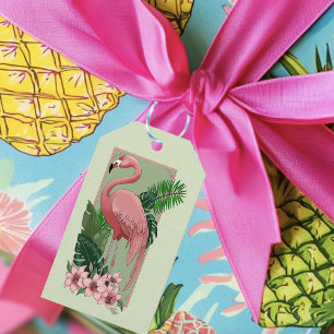 Pink Flamingo Green Blätter Lily Geschenkanhänger