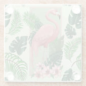 Pink Flamingo Green Blätter Lily Glasuntersetzer (Rückseite)
