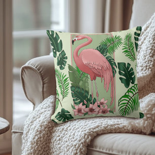 Pink Flamingo Green Blätter Lily Kissen