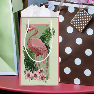 Pink Flamingo Green Blätter Lily Kleine Geschenktüte
