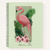 Pink Flamingo Green Blätter Lily Notizblock (Vorderseite)