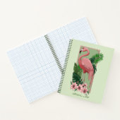 Pink Flamingo Green Blätter Lily Notizblock (Innenseite)