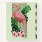 Pink Flamingo Green Blätter Lily Notizblock (Rückseite)