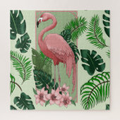 Pink Flamingo Green Blätter Lily Puzzle (Vertikal)