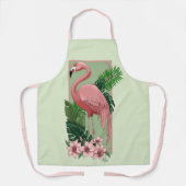 Pink Flamingo Green Blätter Lily Schürze (Vorderseite)