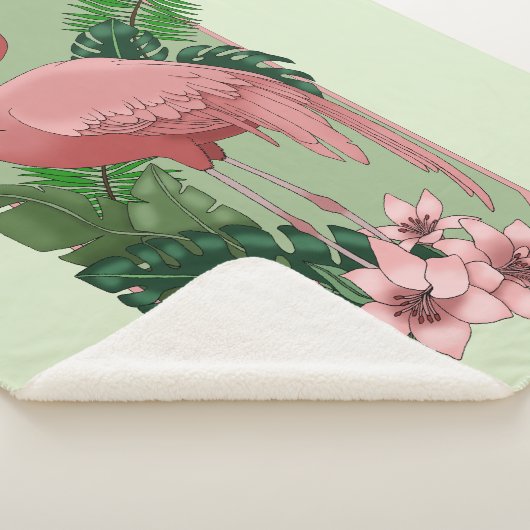 Pink Flamingo Green Blätter Lily Sherpadecke (3/4)