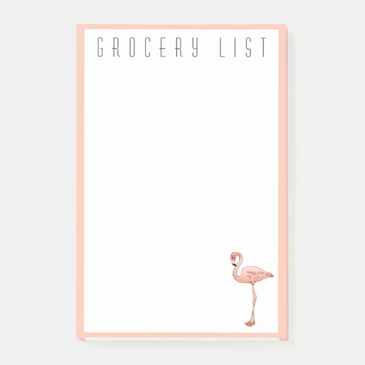 Pink Flamingo Grocerliste Einkaufszettel Post-it Klebezettel (Vorderseite)