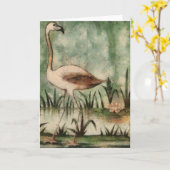 Pink Flamingo Grußkarte Karte (Gelbe Blume)