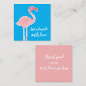 Pink Flamingo Handmade With Love Shop Quadratische Visitenkarte (Vorne/Hinten)