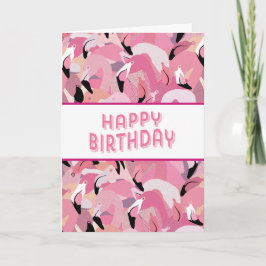 Pink Flamingo Happy Birthday Card Karte