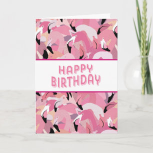 Pink Flamingo Happy Birthday Card Karte