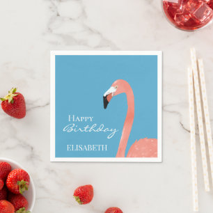 Pink Flamingo Happy Geburtstag Personalisierter Na Serviette