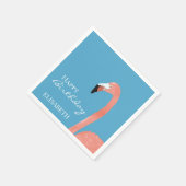 Pink Flamingo Happy Geburtstag Personalisierter Na Serviette (Ecke)