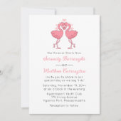 Pink Flamingo Hawaiian Tropical Beach Wedding Einladung (Vorderseite)