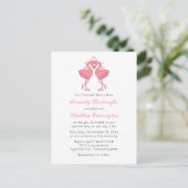 Pink Flamingo Hawaiian Tropical Beach Wedding Einladungspostkarte (Stehend Vorderseite)
