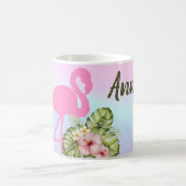 Pink Flamingo Hibiskus Holographic Kaffeetasse (Mittel)