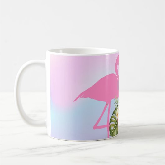 Pink Flamingo Hibiskus Holographic Kaffeetasse (Links)