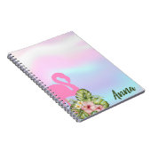 Pink Flamingo Hibiskus Holographic Notizblock (Rechte Seite)