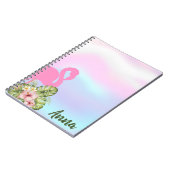 Pink Flamingo Hibiskus Holographic Notizblock (Linke Seite)