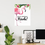Pink Flamingo & Hibiskus Tropical Banner Poster (Heimbüro)