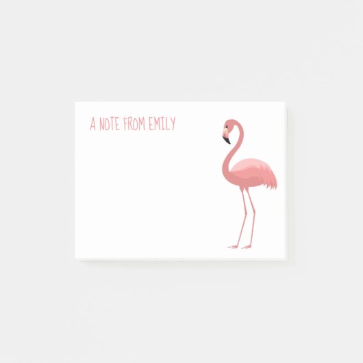 Pink Flamingo Hinweis von Post-it Klebezettel (Vorderseite)