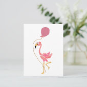 Pink Flamingo Holding Balloon Postkarte (Stehend Vorderseite)