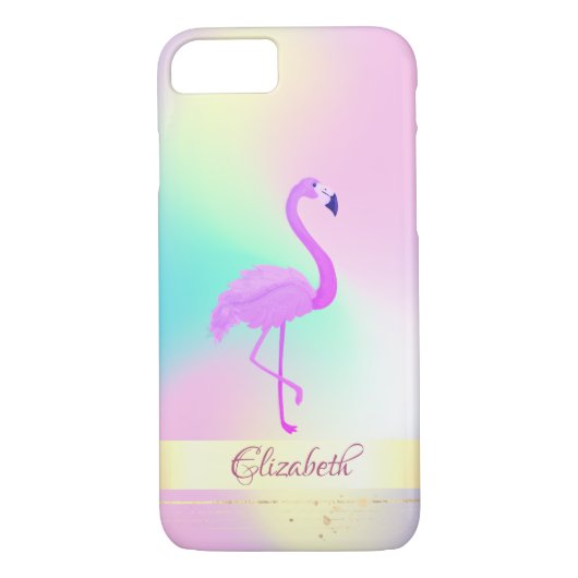 Pink Flamingo Holographic Ombre Case-Mate iPhone Hülle (Rückseite)