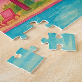 Pink Flamingo Hotel Pool Beach Summer Vibes Puzzle (Seite)