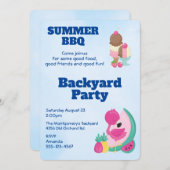 Pink Flamingo Ice Cream GRILLEN Party Einladung (Vorne/Hinten)